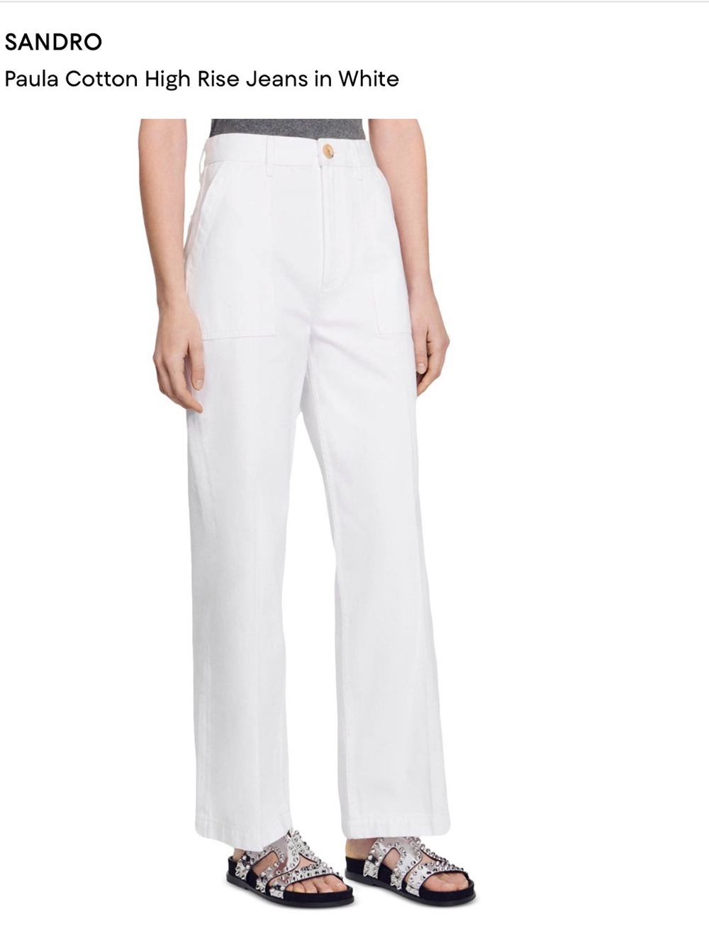 Sandro High-Rise White Wide-Leg Jeans